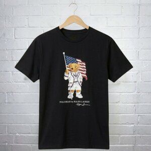 Polo Bear USA Flag Graphic Tee Black